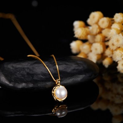 S925 Sterling Silver Pendant With Natural Pearl Necklace